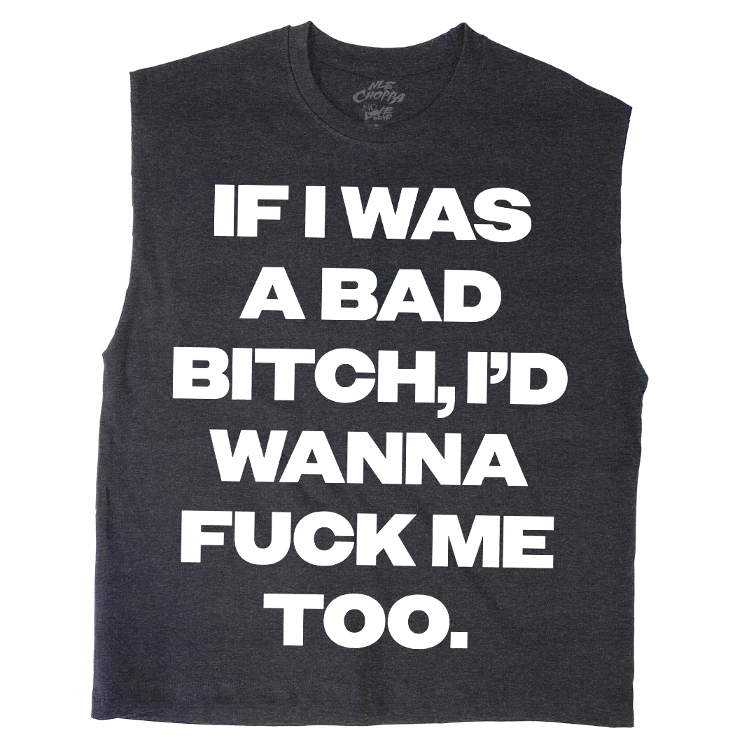 "Bad Bitch" Sleeveless T-Shirt in Charcoal - BADBITHCHAR1