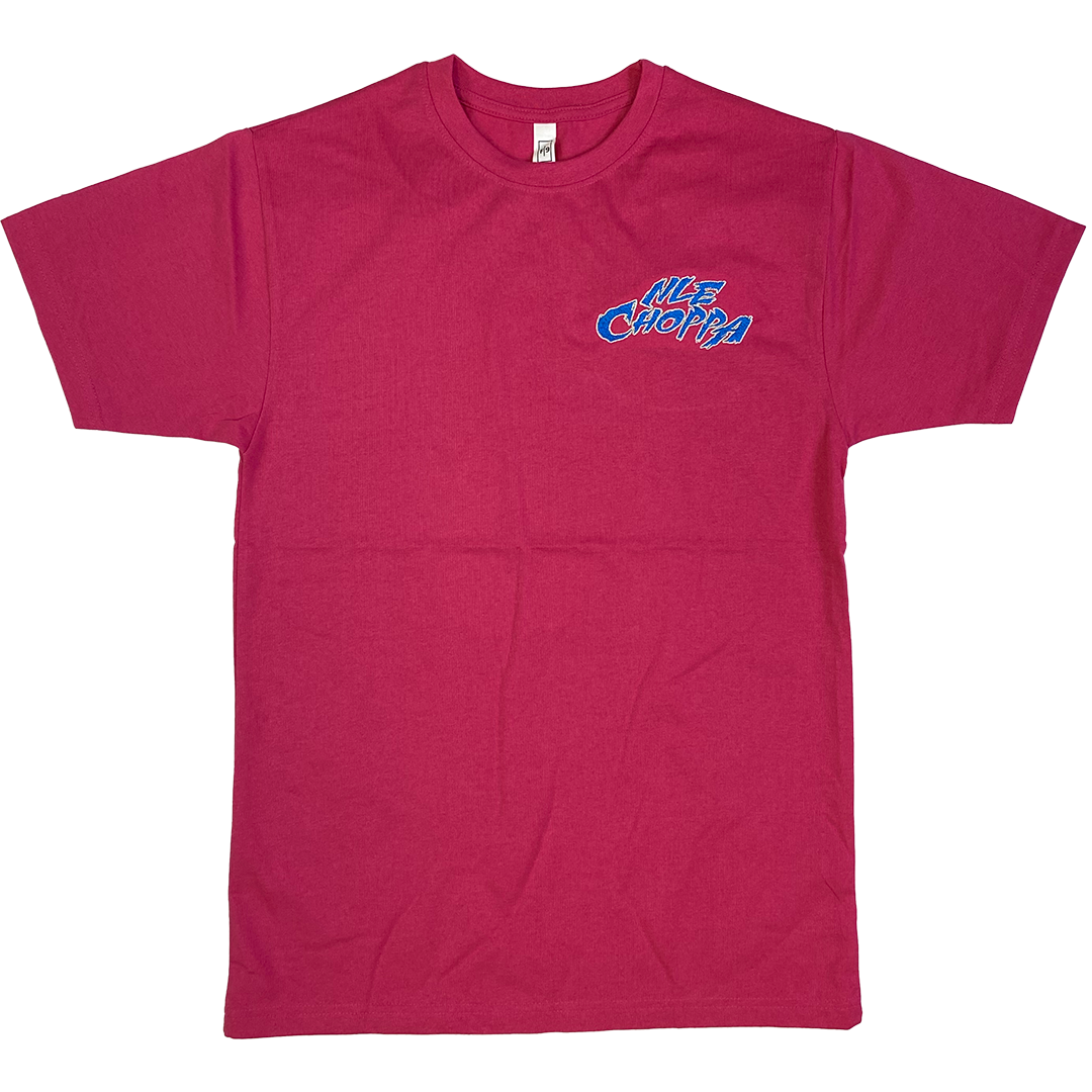 NLE Choppa "Logo" Embroidered T-Shirt In Hot Pink - IMG_3527